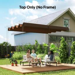 Rackhams Pergola Cover Roof, 2.86 x 2.45 m Retractable Sun Shade Top for 3 x 2m Pergola Frame, UV30+ Protected, Coffee - thumbnail 2