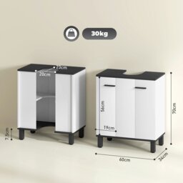 Rackhams Bathroom Under Sink Cabinet with Adjustable Shelf High Gloss White - High gloss - thumbnail 5
