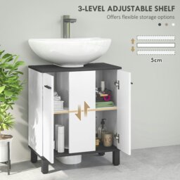 Rackhams Bathroom Under Sink Cabinet with Adjustable Shelf High Gloss White - High gloss - thumbnail 4