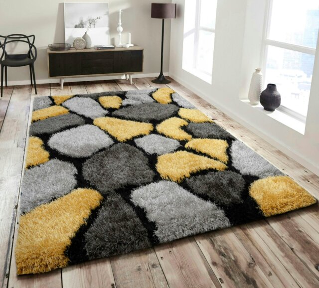 Rackhams Pebbles Shaggy Rug - 60 x 110 - Yellow - image 1