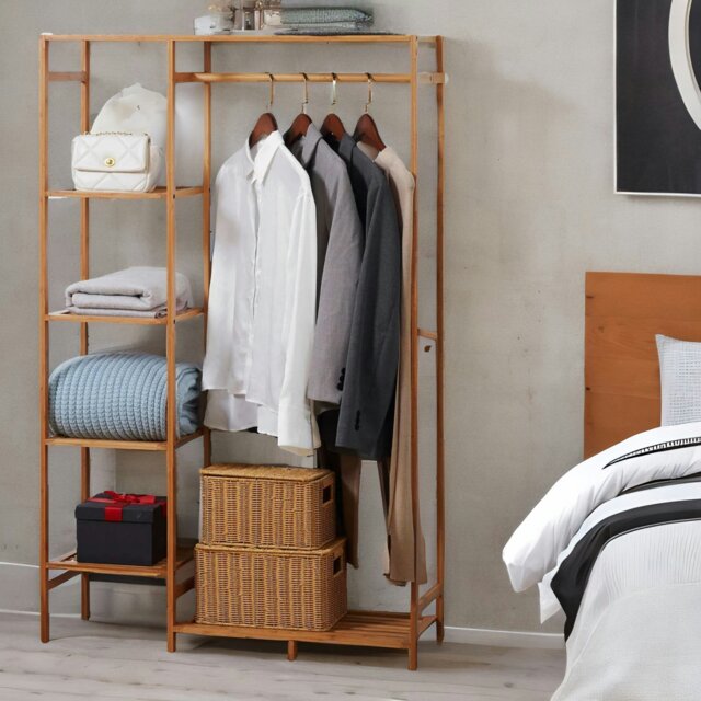 Rackhams Wooden 6 Tier Open Wardrobe - image 1