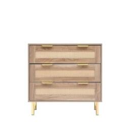 Rackhams MMT Natural Chest with Rattan Fronts, 3 Storage Drawers - White - Wood - 40cm(d)76cm(h)71cm(w) - thumbnail 6