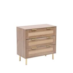 Rackhams MMT Natural Chest with Rattan Fronts, 3 Storage Drawers - White - Wood - 40cm(d)76cm(h)71cm(w) - thumbnail 5