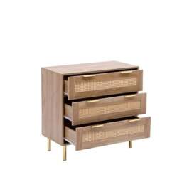 Rackhams MMT Natural Chest with Rattan Fronts, 3 Storage Drawers - White - Wood - 40cm(d)76cm(h)71cm(w) - thumbnail 3