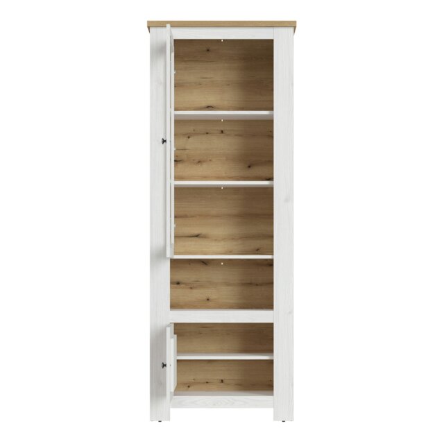 Rackhams Celesto 2 Door Display Cabinet inc. 2x LED Lights in White and Oak - Full Assembly Required - White & Oak - Matt - image 1