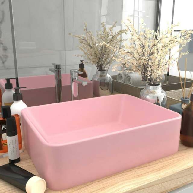 Rackhams Luxury Wash Basin Matt Pink 41x30x12 cm Ceramic
