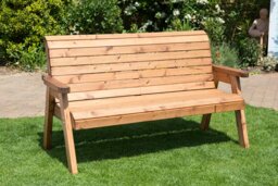 Rackhams Hand Made Traditional 3 Seater Chunky Rustic Wooden Garden Bench Furniture - thumbnail 2