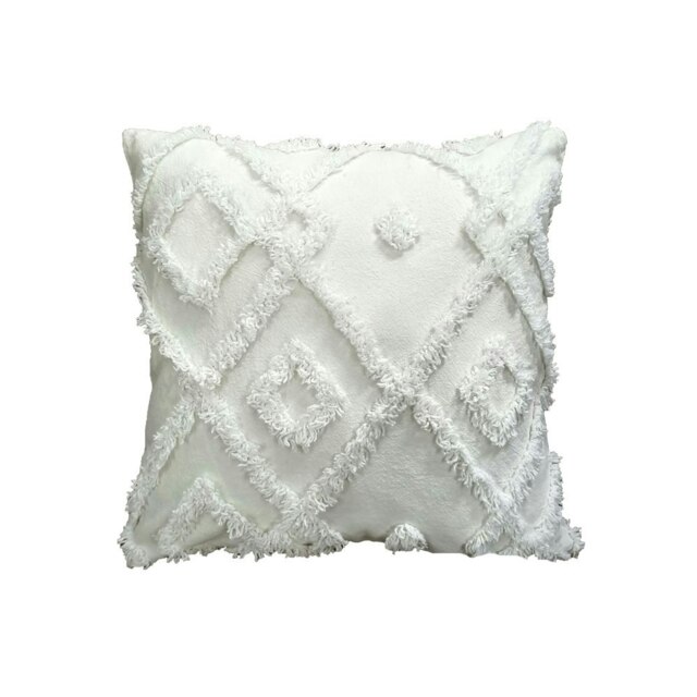 Rackhams Shabby Chic Tuft Cushion - 43cm x 43cm - White - image 1