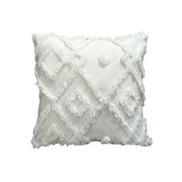 Rackhams Shabby Chic Tuft Cushion - 43cm x 43cm - White - thumbnail 1