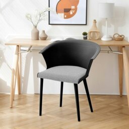 Rackhams Livingandhome Modern Gray Plastic Chairs, Set of Four, Durable and Lightweight - Black