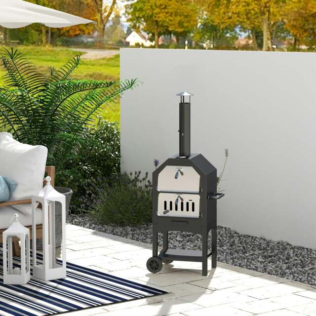 Rackhams Charcoal Tall Ovan Pizza Maker BBQ Grill Outdoor Picnic w/ Thermometer - image 1