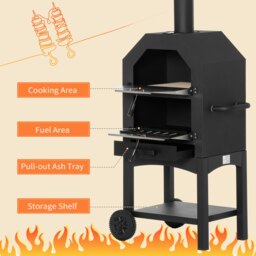 Rackhams Charcoal Tall Ovan Pizza Maker BBQ Grill Outdoor Picnic w/ Thermometer - thumbnail 5