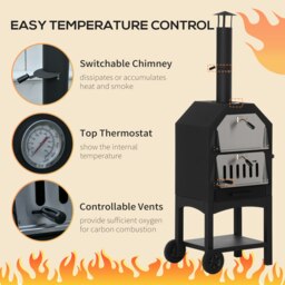 Rackhams Charcoal Tall Ovan Pizza Maker BBQ Grill Outdoor Picnic w/ Thermometer - thumbnail 4