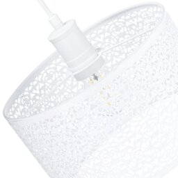 Rackhams Ornate Moroccan Style Decorated White Gloss Metal Pendant Lamp Shade 25cm x 15cm - thumbnail 5