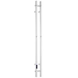 Rackhams Polished Stainless Steel Electric Heated Double Vertical Towel Warmer (W)120mm x (H)1500mm Wall Mounted Bathroom Hanger - thumbnail 1