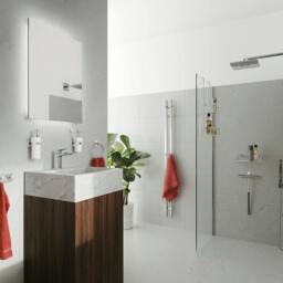 Rackhams Polished Stainless Steel Electric Heated Double Vertical Towel Warmer (W)120mm x (H)1500mm Wall Mounted Bathroom Hanger - thumbnail 2