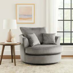 Rackhams Victoria Plush Velvet Swivel Chair - Grey