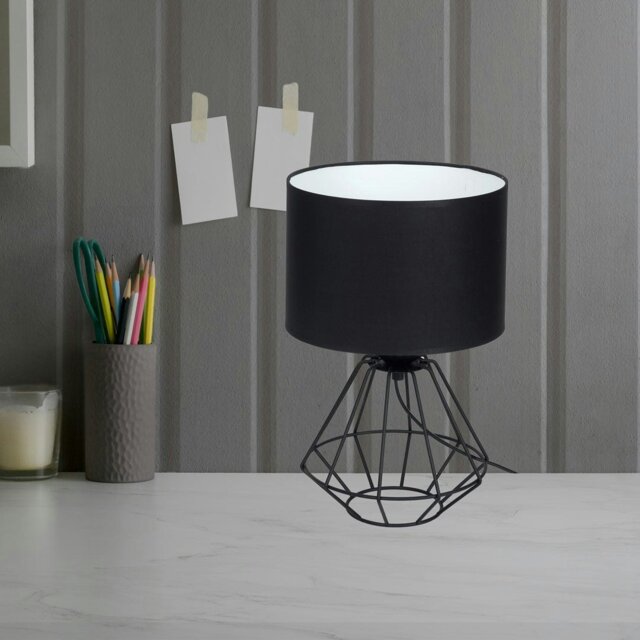 Rackhams Colin Black Table Lamp 1XE27 Hand Made Matt Black Cage Style Lamps Creating Industrial Chic - image 1