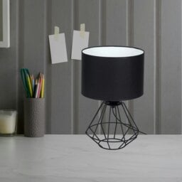 Rackhams Colin Black Table Lamp 1XE27 Hand Made Matt Black Cage Style Lamps Creating Industrial Chic - thumbnail 1