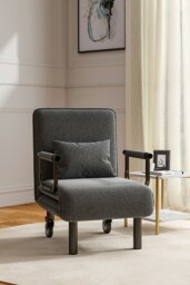 Rackhams 3-in-1 Lounge and Sofa Bed with Wheels - Grey - thumbnail 1