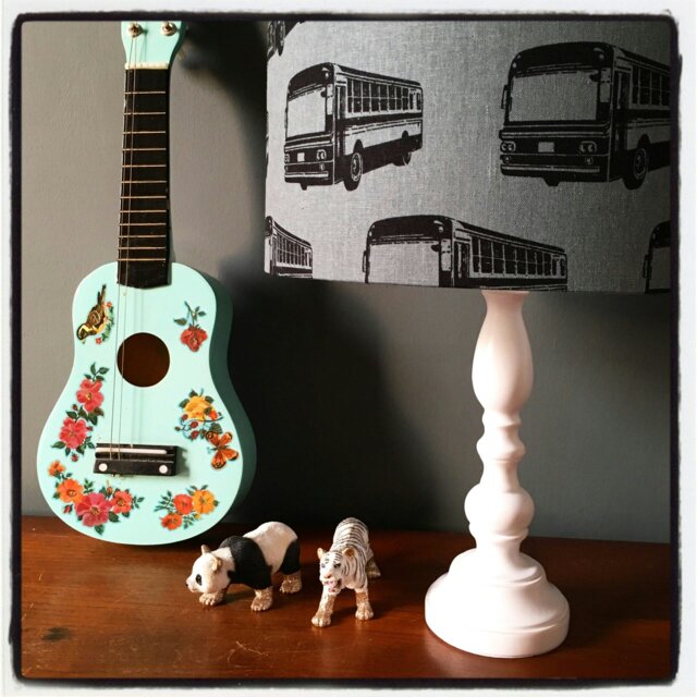 Rackhams Retro Bus Lampshade in Japanese Linen - 30cm x 20cm