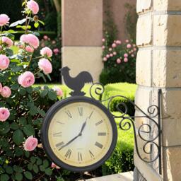 Rackhams Double Sided Garden Clock with Bell and Cockerel - thumbnail 2