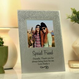 Rackhams Personalised Heart & Swirl 4x4 Glitter Glass Photo Frame - thumbnail 2