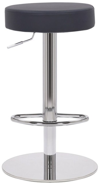 Rackhams Semplice Deluxe Breakfast Bar Stool, Chrome Footrest, Height Adjustable Swivel Gas Lift, Home Bar & Kitchen Barstool, Black - image 1