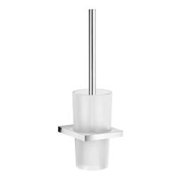 Rackhams Polished Chrome Toilet Brush and Frosted Glass Holder