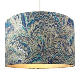 Rackhams Contemporary and Vivid Peacock Print 40cm Table/Pendant Lampshade in Soft Cotton - thumbnail 2