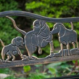 Rackhams Metal Garden Bench with Cast Iron Puppies Design Back Rest - thumbnail 6