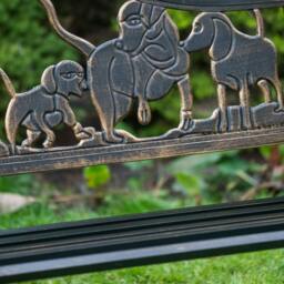 Rackhams Metal Garden Bench with Cast Iron Puppies Design Back Rest - thumbnail 3
