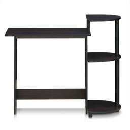 Rackhams Compact Computer Desk with Shelves, Dark Walnut Crafted for Practical Use and Stylish Living Spaces - 11181DWN - thumbnail 5