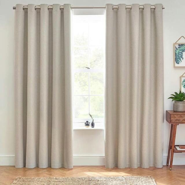 Rackhams Dawn Eyelet Curtains - Linen - 54in x 90in - Linen - 100% Polyester - image 1