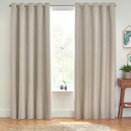 Rackhams Dawn Eyelet Curtains - Linen - 54in x 90in - Linen - 100% Polyester - thumbnail 1