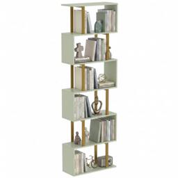 Rackhams S-Shaped Bookshelf, 5-Tier Bookcase with Anti-Tip Strap, Light Green - 23.5 - thumbnail 2