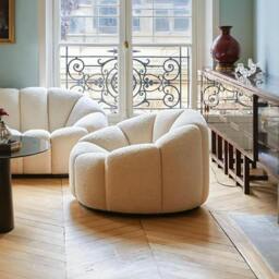Rackhams Arsav Pumpkin Armchair, White Boucle - White - Single Seater - thumbnail 1