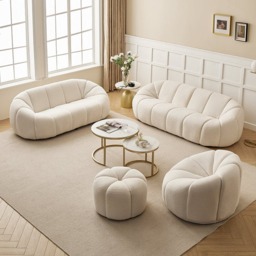 Rackhams Arsav Pumpkin Armchair, White Boucle - White - Single Seater - thumbnail 5