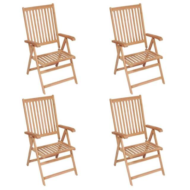 Rackhams Reclining Garden Chairs 4 pcs Solid Teak Wood
