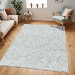 Rackhams Cloudy Shag-Geometric Beige Grey Soft Plush Pile Rug - 200 x 275 cm - thumbnail 2