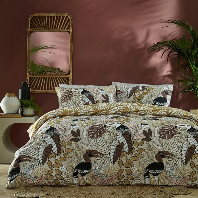 Rackhams Tocorico Toucan Duvet Cover Set - Natural - Double - Natural - 50% Polyester/50% Cotton - image 1