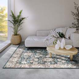 Rackhams Shortpile Rug Blue & Cream Saveh – Oriental Design - 120X160 cm - thumbnail 6