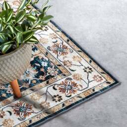 Rackhams Shortpile Rug Blue & Cream Saveh – Oriental Design - 120X160 cm - thumbnail 5