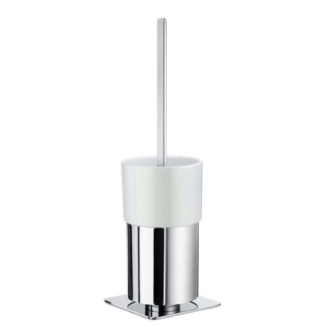 Rackhams Polished Chrome Toilet Brush and Porcelain Holder