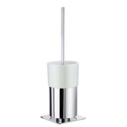 Rackhams Polished Chrome Toilet Brush and Porcelain Holder