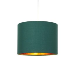 "Rackhams Modern Forest Green Cotton Fabric Small 8"" Lamp Shade with Shiny Copper Inner" - thumbnail 2