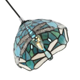 Rackhams Dragonfly Themed Emerald Stained Glass Tiffany Pendant Lighting Shade with Beads - thumbnail 3