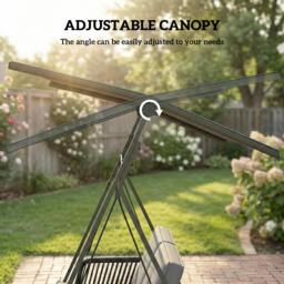 Rackhams 2-Seater Rattan Swing Chair, Outdoor Garden Hanging Swing Seat - PE Rattan, Steel - 150W x 128D x 168H cm - Rattan Swing Chair - thumbnail 5