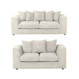 Rackhams Dylan Jumbo Cord 3+2 Seater Fabric Sofa in Cream - 2 Seater - thumbnail 2