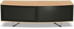 "Rackhams Caru Gloss Black and Oak Beam-Thru Remote Friendly Super-Contemporary ""D"" Shape Design 32""-65"" LED/OLED/LCD TV Cabinet" - thumbnail 5
